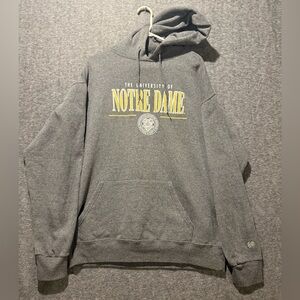 Notre Dame Vtg Hoodie Adult Mens XL gray USA made fleece lined soft cotton blend